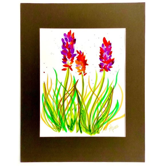 Summer Canna - Original Wall Art Watercolor Painting Matted Frame Ready 11”x14” - Picture 2 of 6
